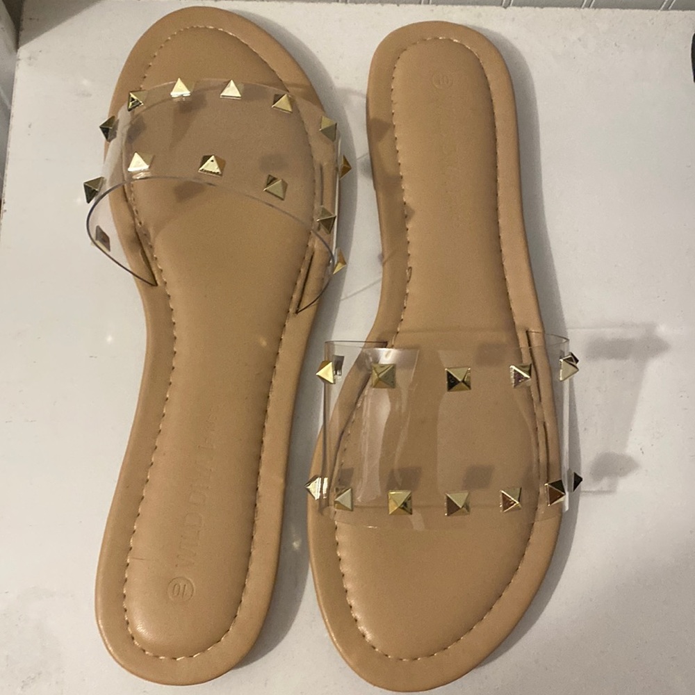 Brand new tan studded sandals